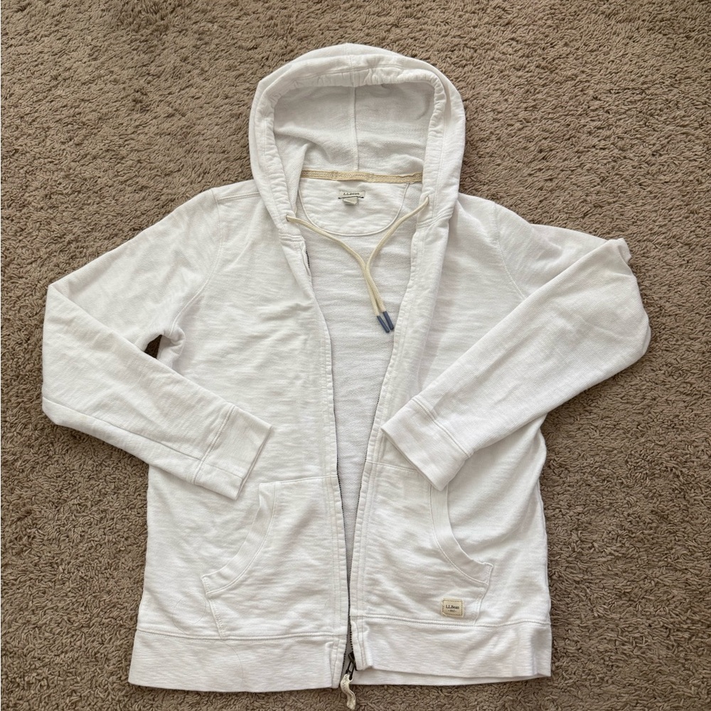 L.L. Bean Cream Zip-Up Hoodie